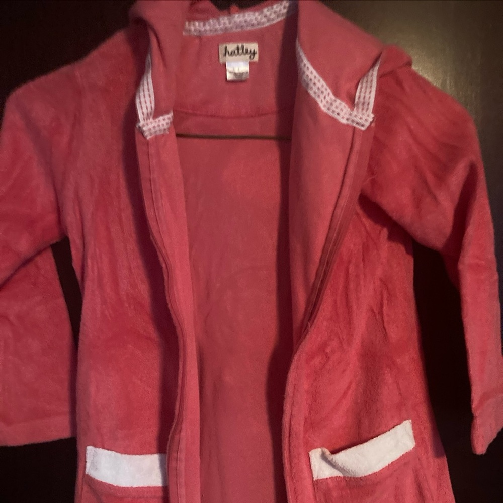 Girls Sz 4 hooded swim cover up, Hatley pink & ladybug